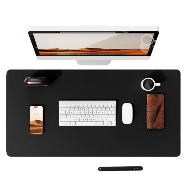 Skrivebordsmatte i skinn, skrivebordsmatte, vanntett matte, svart