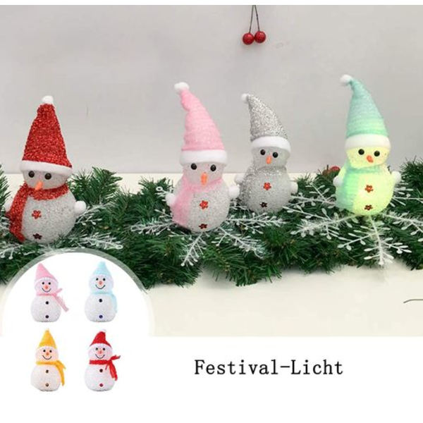 4-pack LED solcellslampor snögubbefigur solcells trädgårdsstake