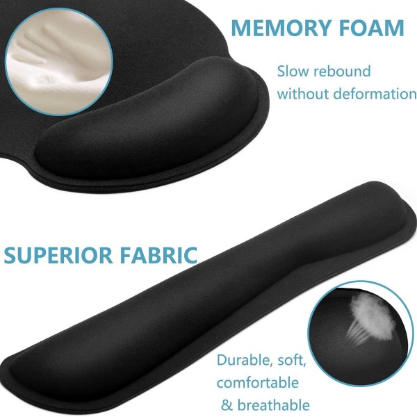 Premium Memory Foam Tangentbord och Mus handledsstöd Set -