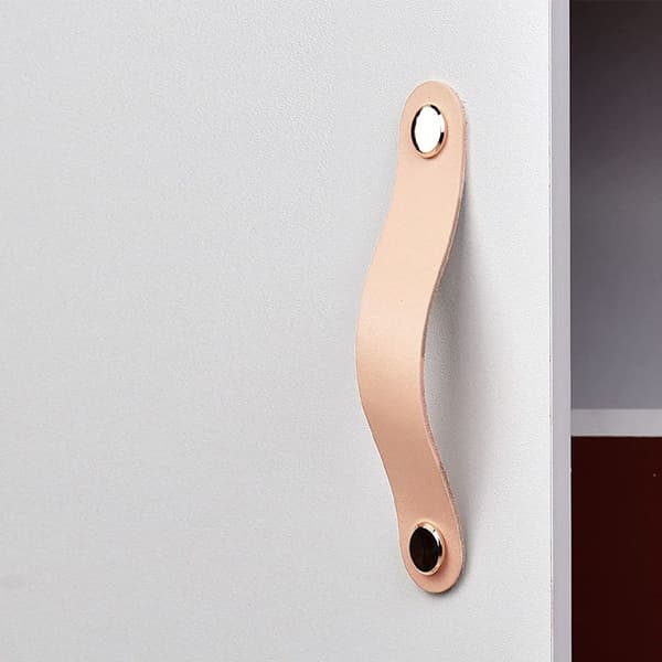 4-pack möbelhandtag, läderhandtag, möbelknoppar, skåphandtag, hudfärgad KLB