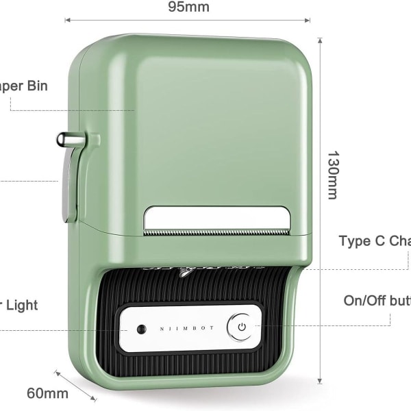 B21-etikettitulostin 50 mm:n teipillä, vihreä