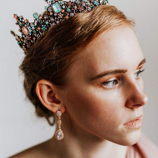 Jeweled barok Queen's Crown - Rhinestone bryllupskroner og diadem til kvinder KLB