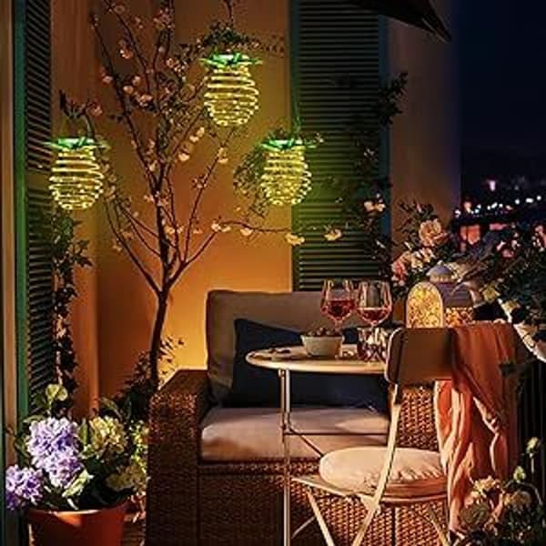 Ananasformade solcellslampor för trädgård 60 LED dekorativa solcellslampor ip65 KLB