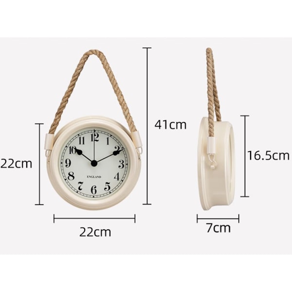 Livsstil Væg Ur 22cm, Tinplate Ur, Dekorativ Væg Ur, Nostalgi, Maritim, Med Ledning, Grå-