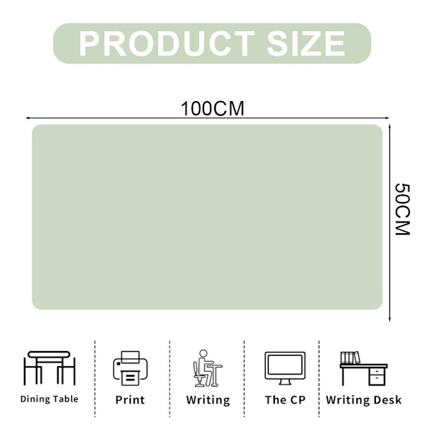 100*50cm Vattentät Skrivbords Sugkoppsskydd Musmatta Stor Matcha Grön