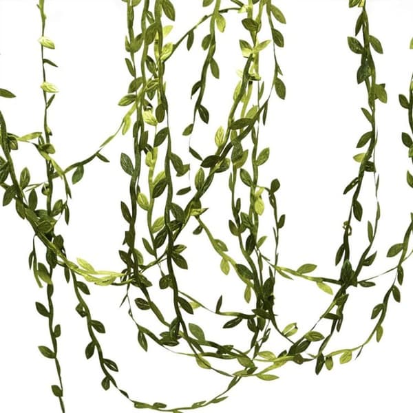 10 stk Silkeklut Blad Krans Dekor Tilbehør Grønne Blad Rattan Blad Si