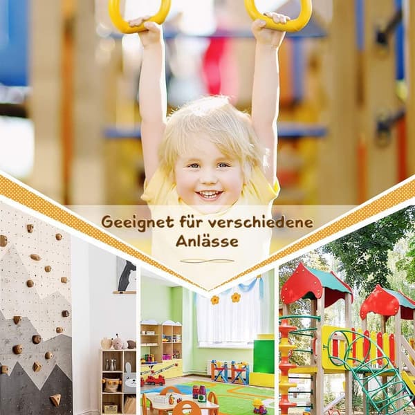 GHB trapes multifunksjonell barnesvippe i tre med plast gymnastikkringer
