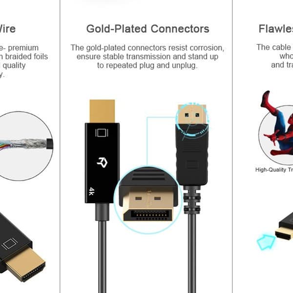4K 1080P Displayport til HDMI Konvertering Kabel HD Dp til HDMI