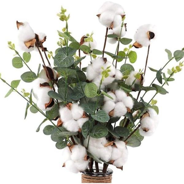 Bomulds Eucalyptus Bouquet, 4stk/6stk Bomulds Stængler Blomster DIY