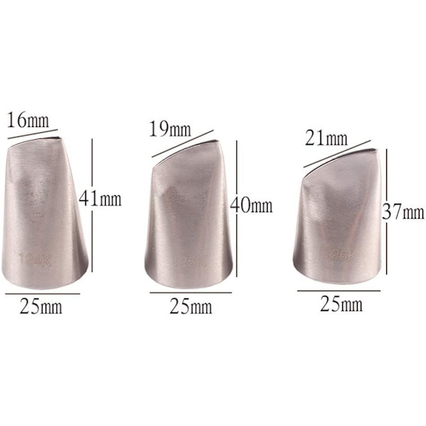 3 stk Austin Rose Pastry-tull, Blomsterblad-tull i rustfritt stål for kakedekorering -