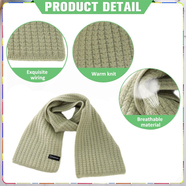 Stickad barnscarf 2-pack varm beige + ljusgrön utomhus