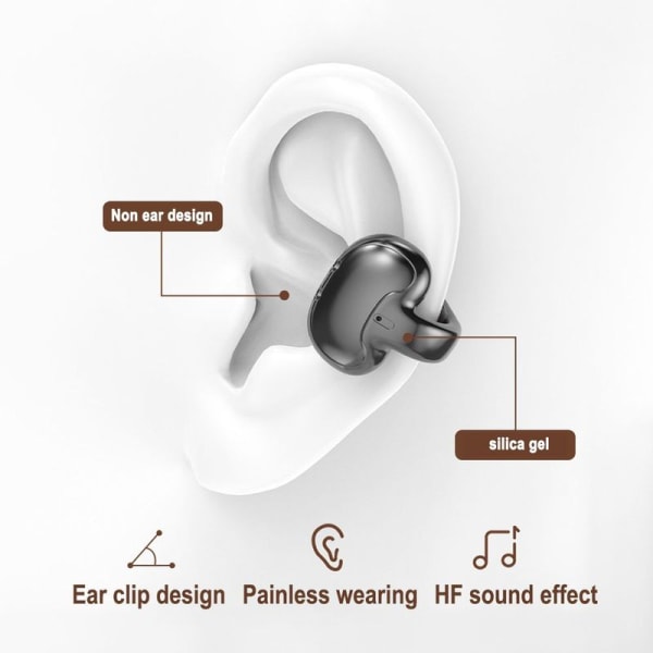 Trådlös Bluetooth Ear Clip Air Bone Conduction Hörlurar Svart