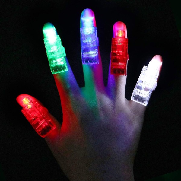 Pakkauksessa 100 LED-sormivaloa | Vilkkuvat renkaat juhlatuotteissa | Glow in the Dark KLB