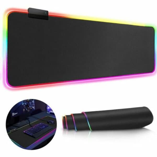 REAWUL RGB Gaming Musematte Stor - 7 LED-farger 14 Lysmoduser Gaming