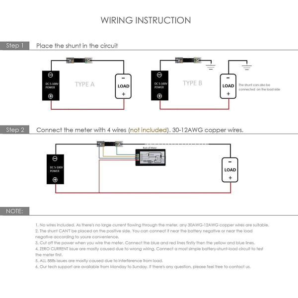 DC 6,5-100 V 100 A Spænding Strøm Effekt Energimåler DC Volt Amp