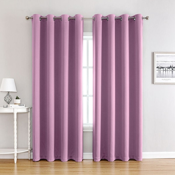Blackout-gardiner for soverom - Dobbelt termisk isolerte vindusgardiner for hjem / Tungt solidt stoff for, sett med 2, L 100 x H 130 cm, lilla KLB