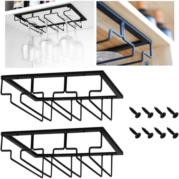 Vinglasholder 1 stk. Kopholder under skab Glasophæng til hyldeopbevaringsstativ Kopholder til bar køkkenredskaber (3 kolonner)