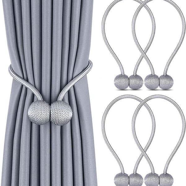 Pakke med 4 Magnetiske Gardinbindere Gardinklips Tov Tilbage KLB