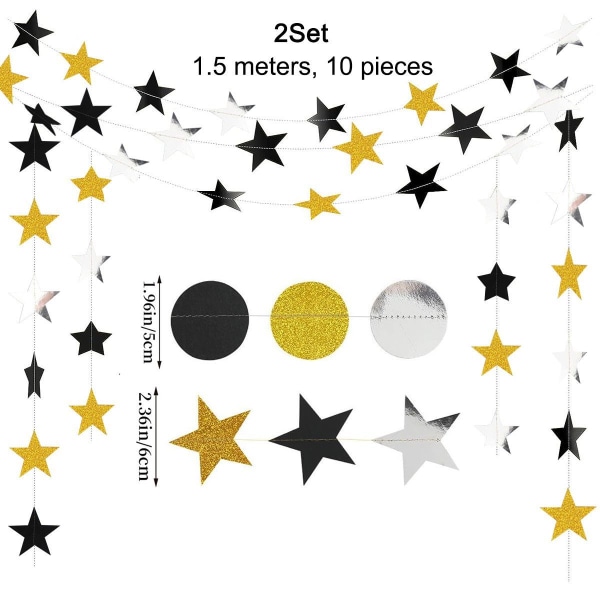 2 Set Gold Black Circle Dots Garland Streamers Party Decoration Style1 KLB