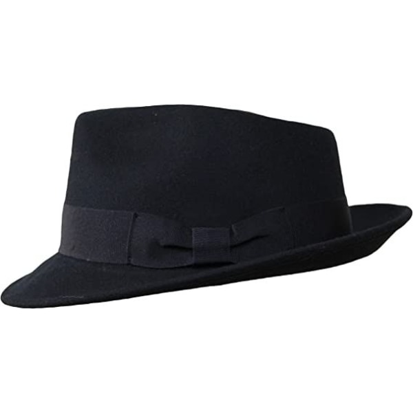 Fedora Hat - 100% Uldfilt - Sammenfoldelig til rejser - Vandresistent - Unisex - Sort