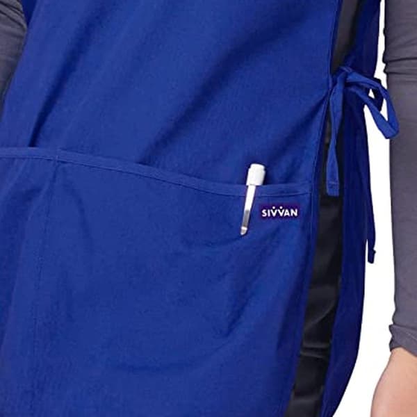 Universal unisex skredderforkle, kåpe med lomme, blå