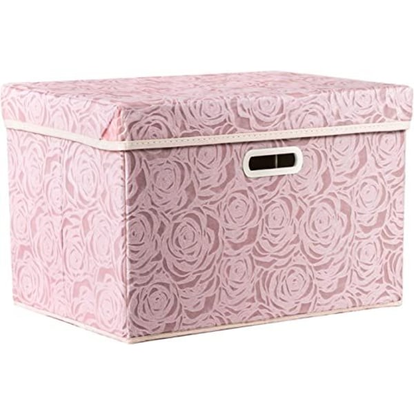 rosa 25x20x17 cm Stora hopfällbara förvaringslådor med lock [1 förpackning] Förvaringslåda för dekorativt tyg Cube Organizer