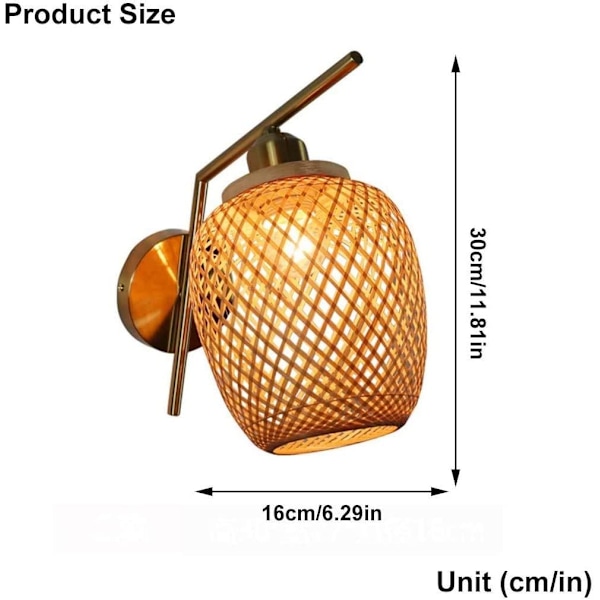 DIY antikk vegglampe naturlig kurvlykt retro rotting vegglampe bambus bar restaurant vegglampe bambuslampe E27