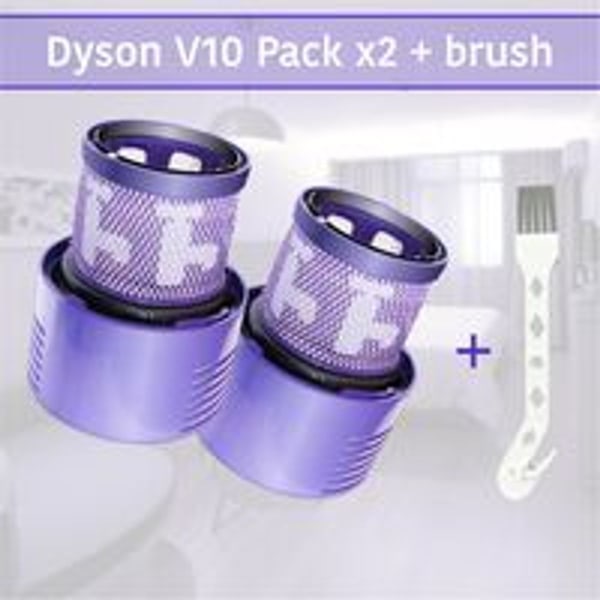 Pakke med 2 erstatningsfiltre som er kompatible med Dyson V10 støvsuger