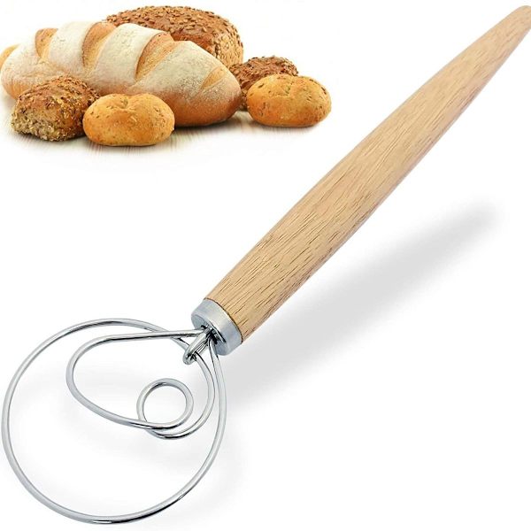 Deigvisp Stor Brødblander 3 Ring Deigvisp Rustfritt Stål Tre