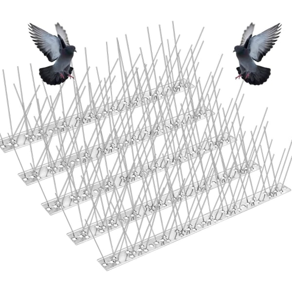Førsteklasses fuglepigge i rustfrit stål, stærke og fleksible fuglepigge til at holde fugle væk (33 cm).