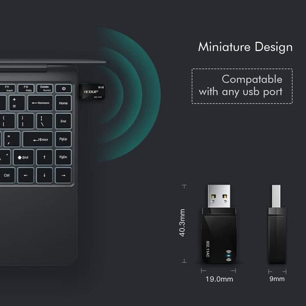 1300 Mbps USB 3.0 WiFi-stick til pc, USB Wi-Fi-adapter AC Mini-netværksadapter