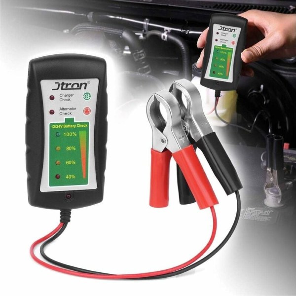 Car Battery Tester 12/24V DC with LED Alternator for Car, Motorcycle, Truck, Battery KLB