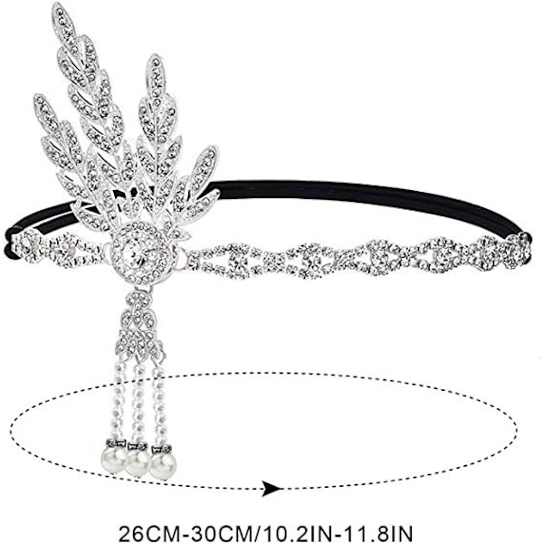 20-luvun pääpanta, 20-luvun Gatsby-kruunu, pääpanta, Gatsby Flapper -vintage-pääpanta, hiuskoriste naisille, 1920-luvun asusteet, hopea, yksi koko
