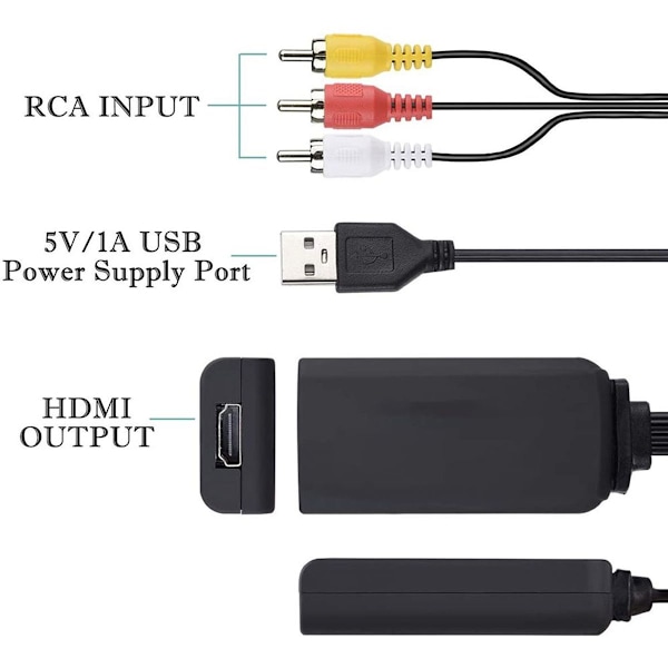 HDMI-RCA-kaapeli, HDMI-RCA-muunnin, AV 3RCA CVBS Composite - 1080P
