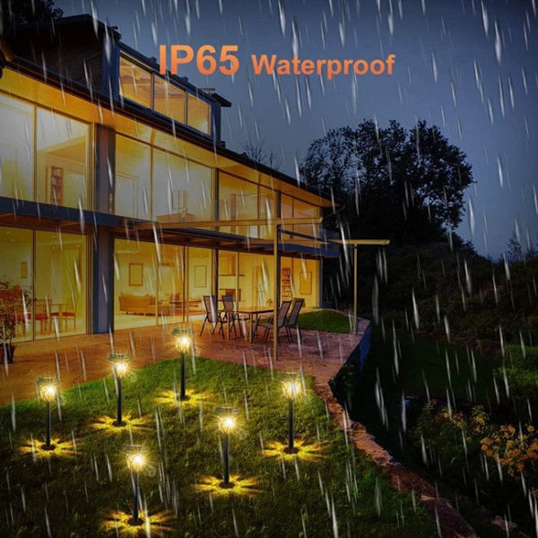 Regnbeständig solcells-LED-gräsmatta lampa för utomhusträdgård (vitt ljus)