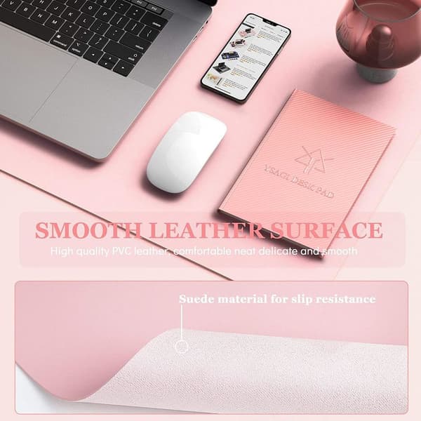 Sklisikker skrivebordsunderlag musematte vanntett skrivebord rosa