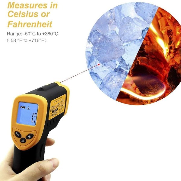 Infrarødt termometer -50°C til 380°C IR laser digitalt termometer