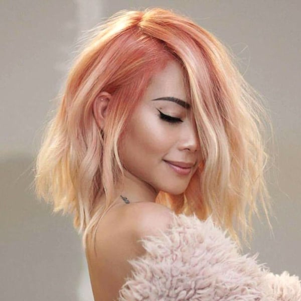 Blond gradient röd peruk för kvinnor