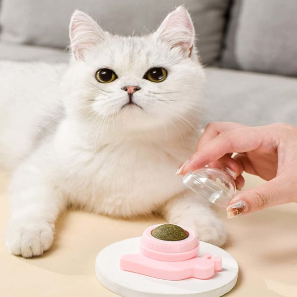 3st Kattmyntabollar Leksak Kattmyntaboll Roterande kattgodisleksak Ätbar väggmonterad kattmyntagodis för katt Tänderrengöring Kattsnacks