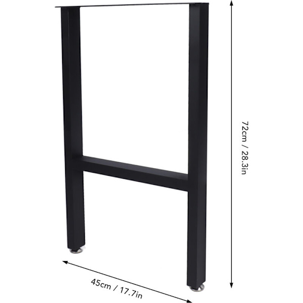Pcs H-formede metal spisebord bordben, 28 tommer, Heavy Duty Industrial Style, med justeringspuder, mat sort KLB