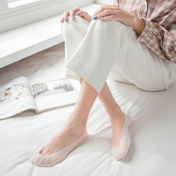 Kvinner for FlatsNon Slip Invisible Ultra Low Cut Socks hvite KLB