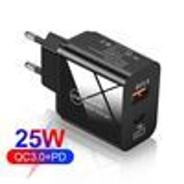 25W strömadapterladdare Snabbladdare Strömförsörjning USB-C Typ-C QC 3.0