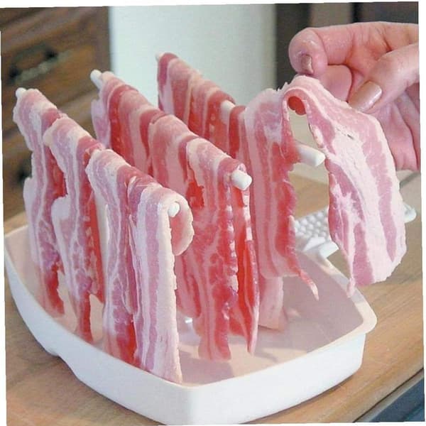 Mikrovågsugnshållare för bacon, spisbricka för matlagning, bar, krispig