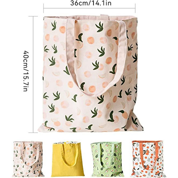 Lærred Tote Taske, 40cm x 36cm (Citrongul), Tote Taske Shopping Taske Tote Taske, Dobbeltsidet, Stærkt Lærred, Holdbar, Vaskbar-