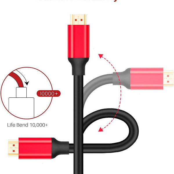 4K HDMI-kabel 10ft, HDMI till HDMI Stöd Snabb Ethernet 3ft KLB