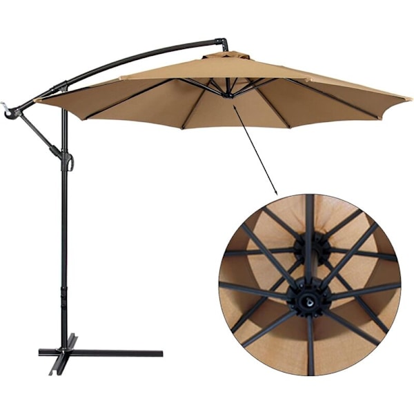 Reserveparasoll med 8 ribber for hage, terrasse, gårdsplass, strand, basseng, marked (kun kalesje), Khaki KLB
