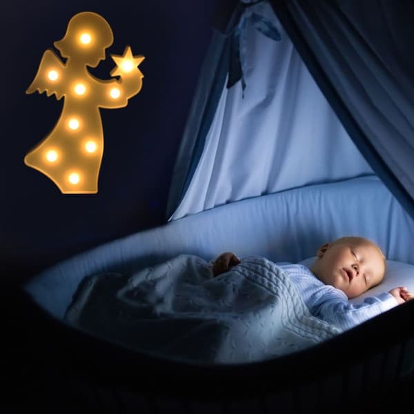 Plastisk LED-engel fe-form nattlampe dekorasjonslys KLB