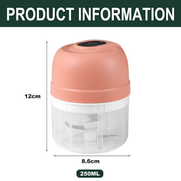 Elektrisk Mini Hvidløgshakker, Mini Hakker Madprocessor, Pink