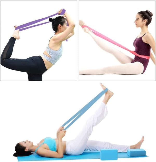 Yogablock Set med 2 - Rosa 2 block + 1 band