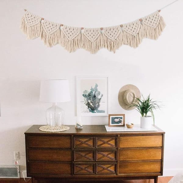 Macrame Väggbonad Handgjord Vävda Bomullsvirkade Gobeläng KLB